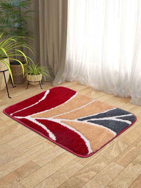 

KICA Set Of 2 Brown & White Microfibre Bath Rugs