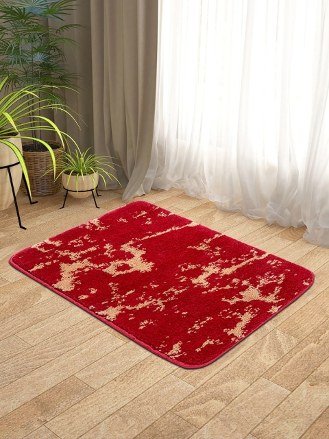 

KICA Set Of 2 Red & Beige Printed Anti-Skid Doormats