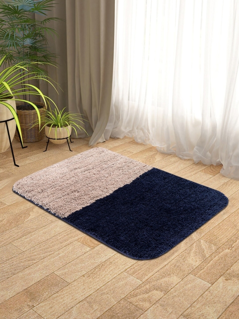 

KICA Navy Blue & Beige Colourblocked Anti Skid Door Mat