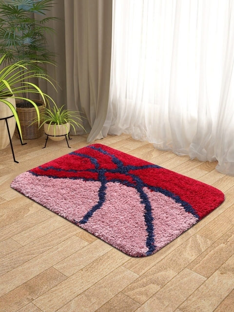 

KICA Set Of 2 Red & Pink Printed Anti-Skid Doormats