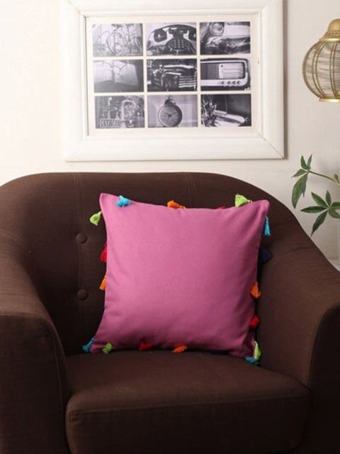 

Lushomes Pink & Orange Set of 5 Square Pure Cotton Cushion Covers