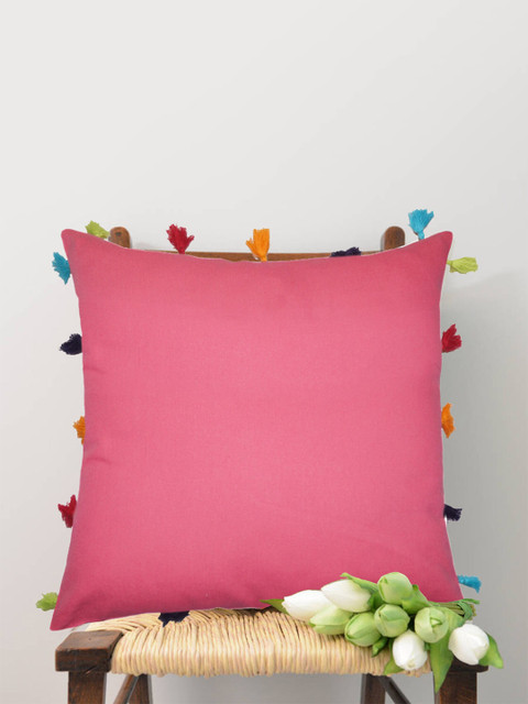 

Lushomes Pink & Blue Set of 5 Square Cushion Covers