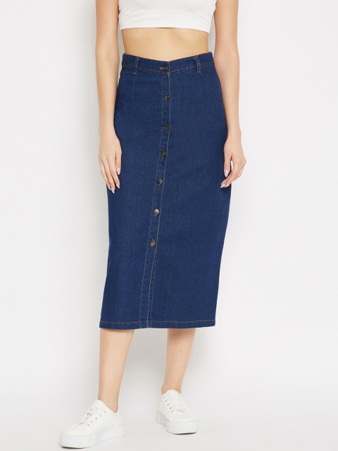 

Uptownie Lite Women Navy Blue Stretchable Midi Denim Skirt