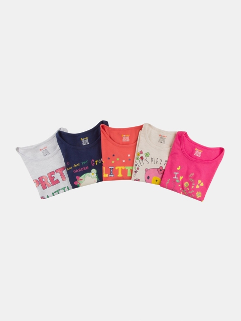 

Donuts Girls 5 Printed Cotton T-shirts, Pink