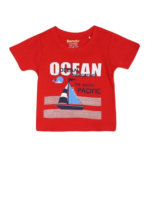 

Donuts Boys Red Typography Printed Pure Cotton T-shirt