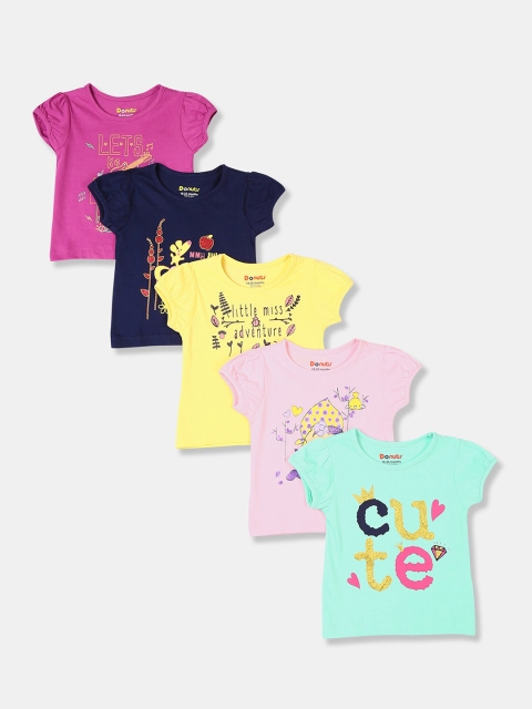 

Donuts Girls Assorted Pack Of 5 Printed Puff Sleeves T-shirt