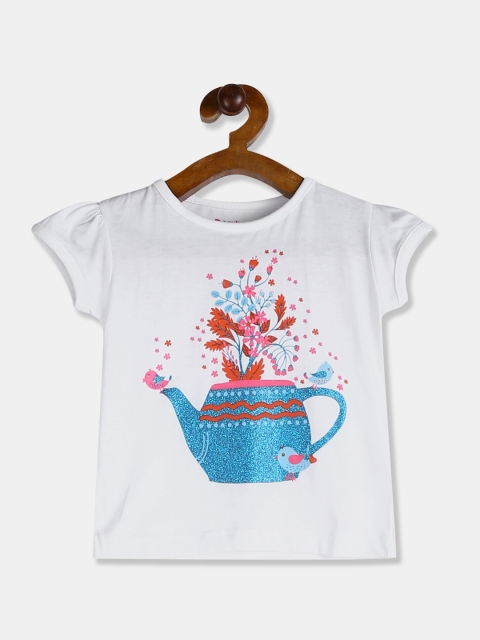 

Donuts Girls White Graphic Printed T-shirt