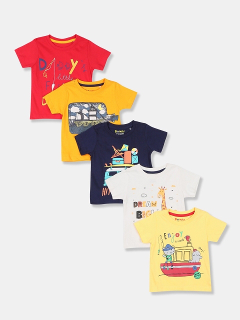 

Donuts Boys 5 Printed Pure Cotton T-shirts, Yellow