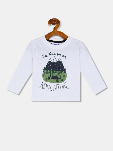 

Donuts Boys White & Green Printed T-shirt