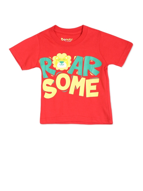 

Donuts Boys Red Typography Printed T-shirt