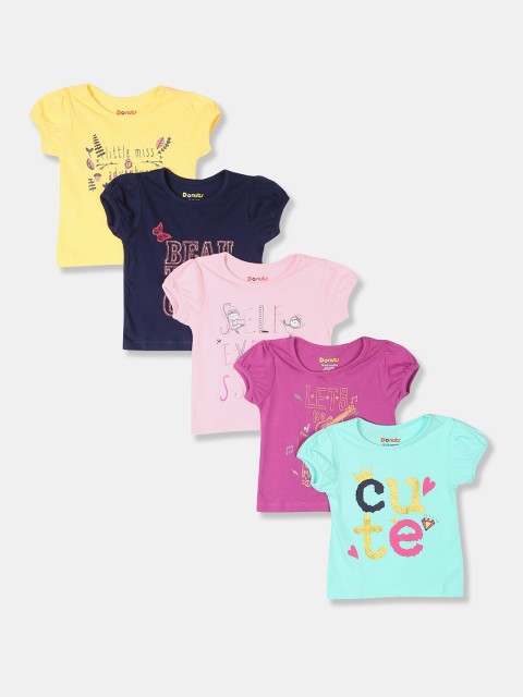 

Donuts Girls Pack Of 5 Assorted Printed Cotton T-shirts