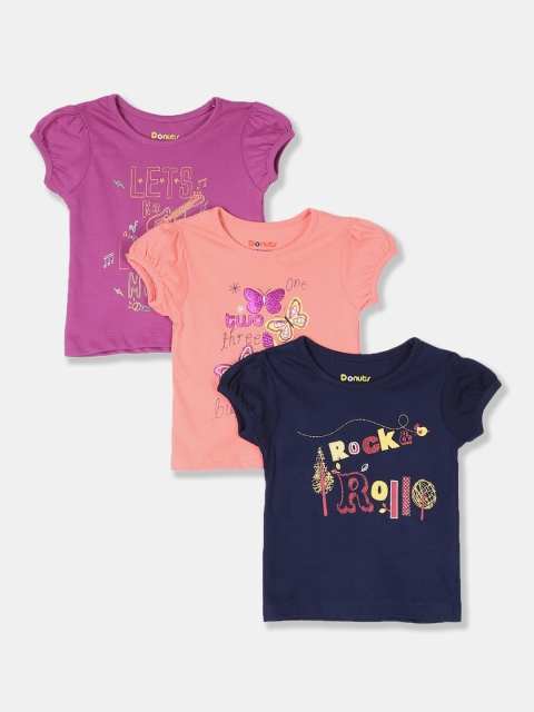 

Donuts Girls Multicoloured Typography 3 Printed T-shirt, Multi