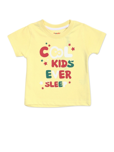 

Donuts Boys Yellow Typography Printed T-shirt