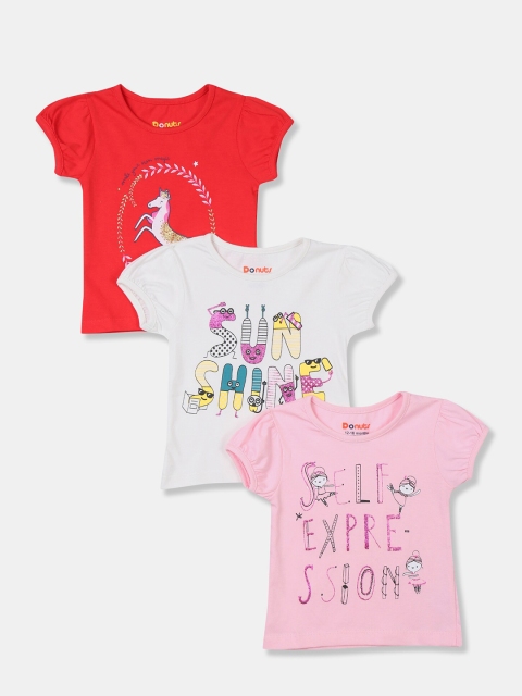 

Donuts Girls Multicoloured Typography 3 Printed T-shirt, Multi