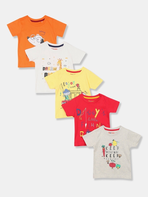 

Donuts Boys Red & Grey Set Of 5 Typography Printed T-shirts