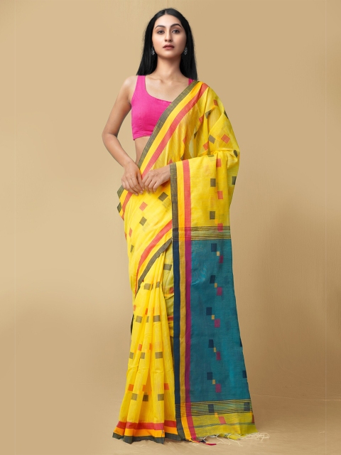 

Unnati Silks Yellow Woven Design Pure Bengal Linen Saree