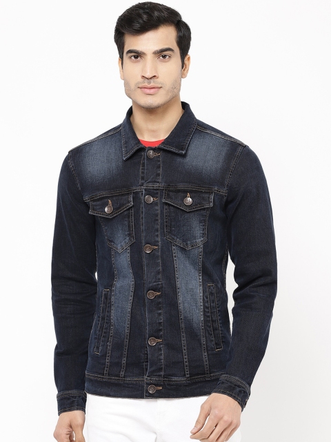 

STROP Men Black Washed Denim Jacket
