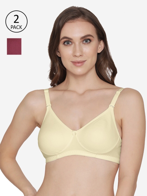 

Kalyani Pack of 2 Maroon & Cream-Coloured T-shirt Bras- Multiway
