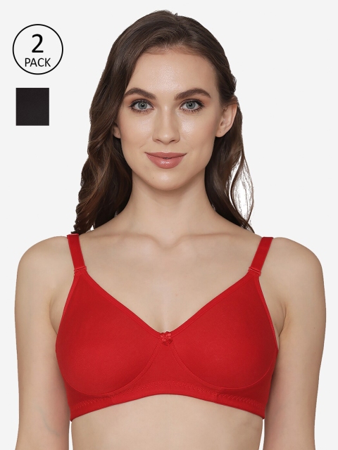 

Kalyani Women Pack Of 2 Solid Non-Padded T-Shirt Bra, Black