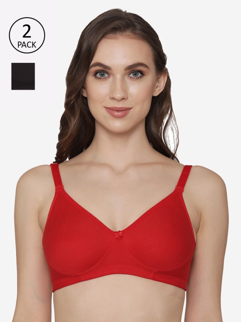 

Kalyani Pack of 2 T-shirt Deatachable Strap Cotton Bra, Red