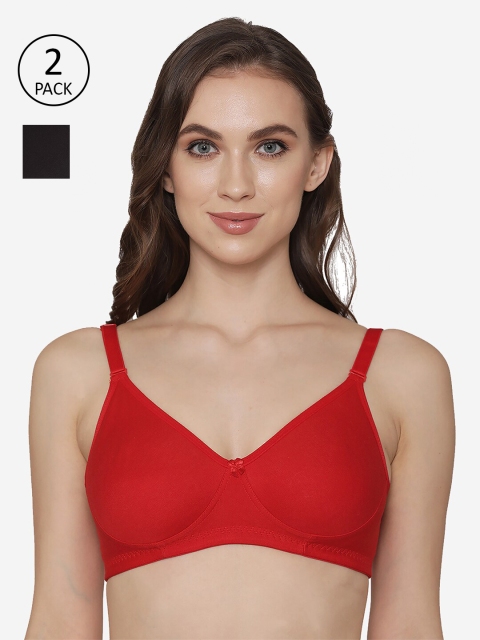 

Kalyani Pack Of 2 Black & Red T-shirt Bra