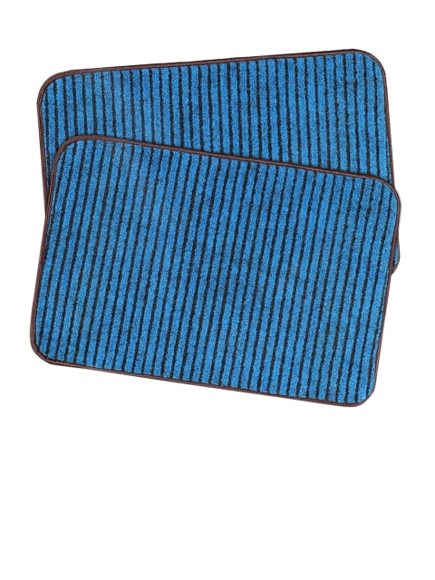 

KICA Set Of 2 Blue & Black Striped Anti-Skid Doormats