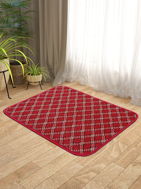 

KICA Maroon Checked Anti Skid Door Mat