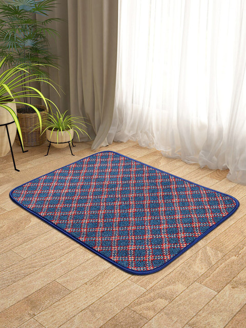 

KICA Blue & Red Pack of 2 Checked Anti Skid Door Mat