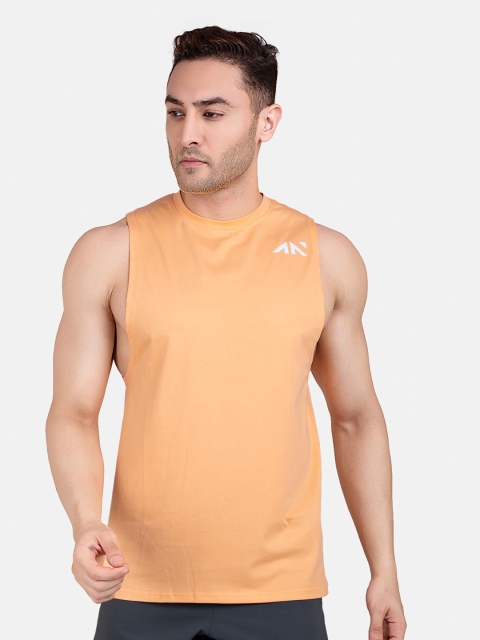 

AESTHETIC NATION Men Orange Slim Fit Deepcut Pace Vest