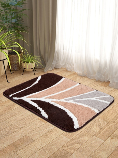 

KICA Brown & Grey Pack of 2 Floral Anti Skid Door Mat