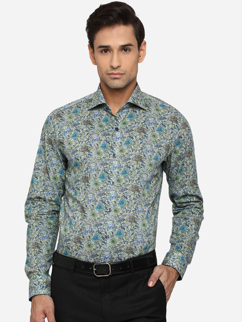 

JB STUDIO Men Green Slim Fit Floral Opaque Printed Formal Shirt