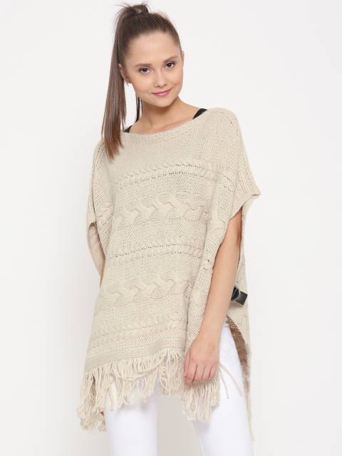 

Vero Moda Women Beige Patterned Poncho Sweater