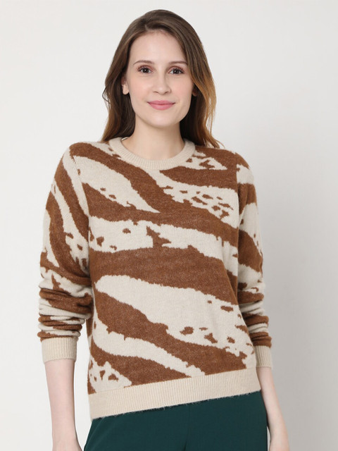 

Vero Moda Women Brown & Beige Printed Pullover