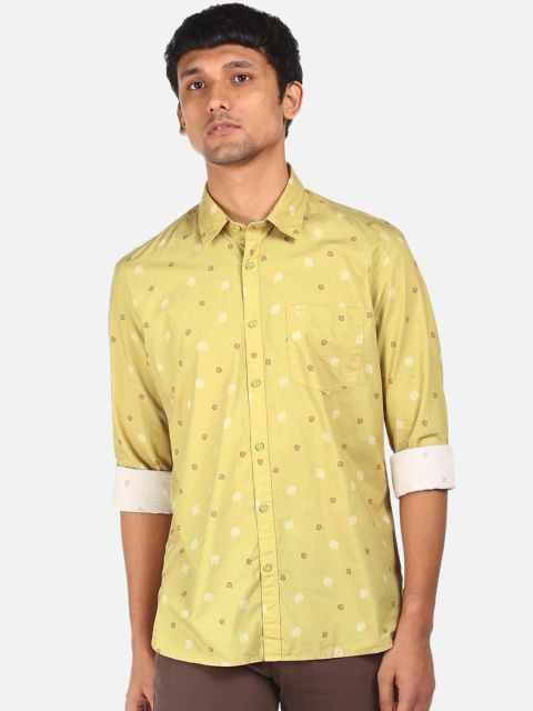 

AD By Arvind Men Yellow Opaque Printed Pure Cotton Casual Shirt