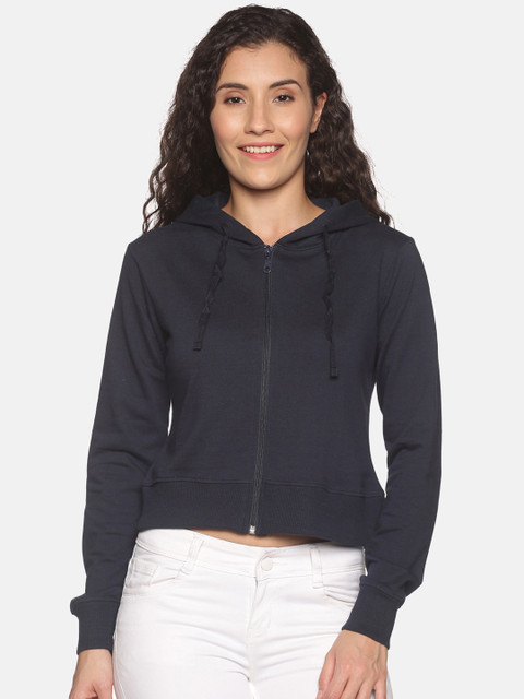 

BEVERLY BLUES Women Navy Blue Hooded Sweatshirt