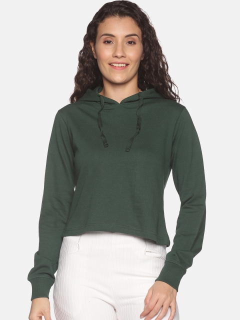 

BEVERLY BLUES Women Green Hooded Sweatshirt