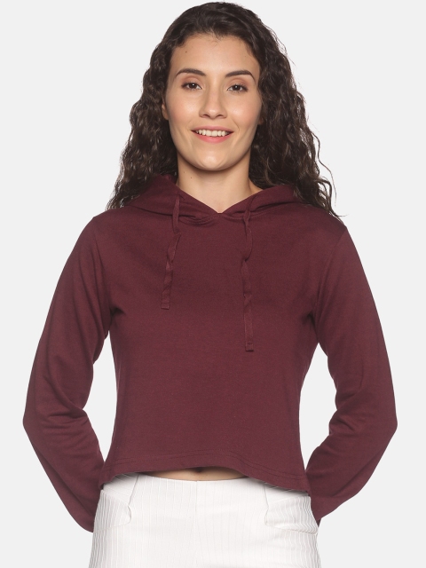 

BEVERLY BLUES Women Maroon Hooded Sweatshirt