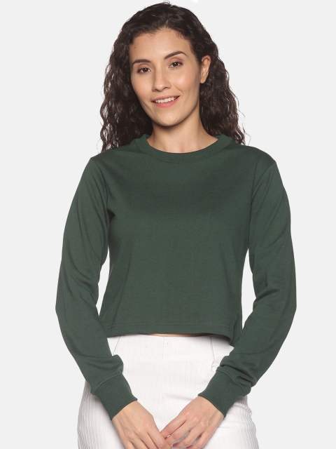 

BEVERLY BLUES Women Green Cotton Sweatshirt