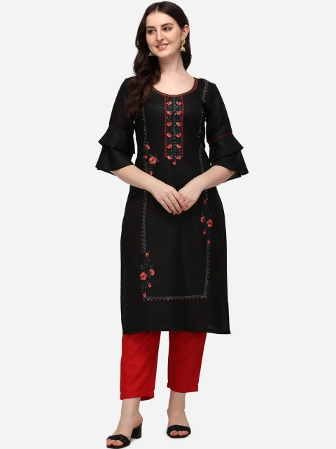 

Florence Women Black Pure Cotton Kurti with Palazzos & With Dupatta