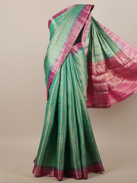 

Pothys Green & Pink Woven Design Zari Jute Silk Saree