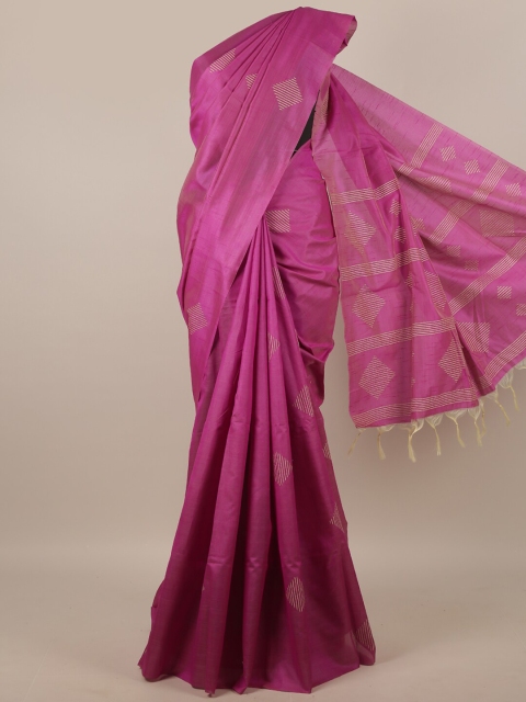 

Pothys Pink & Cream-Coloured Woven Design Jute Silk Saree