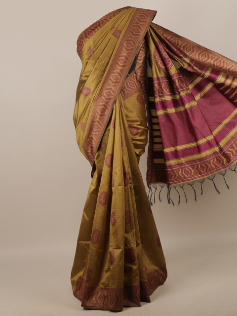 

Pothys Green & Magenta Paisley Woven Designed Jute Silk Saree