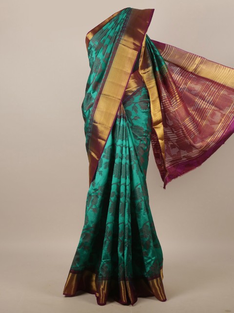 

Pothys Green & Purple Woven Design Zari Jute Silk Saree