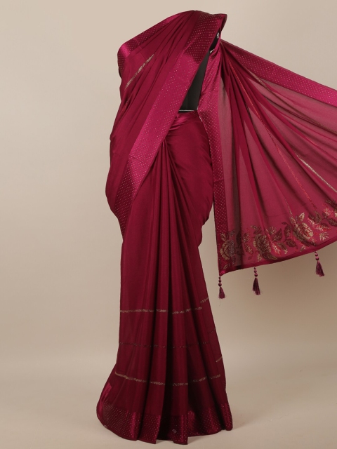 

Pothys Purple & White Embellished Beads and Stones Saree