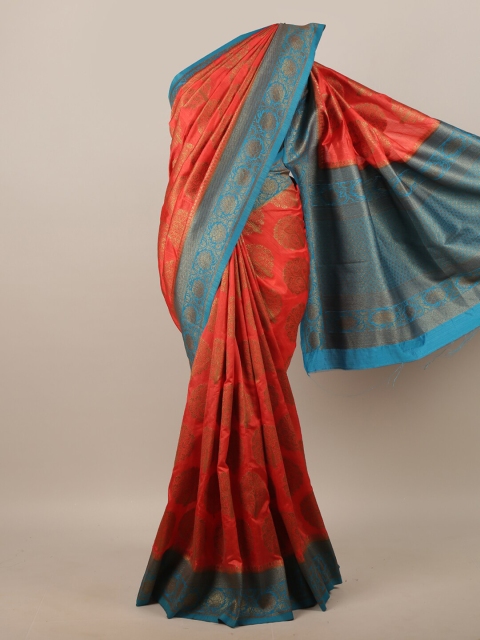 

Pothys Red & Blue Woven Design Zari Jute Silk Saree