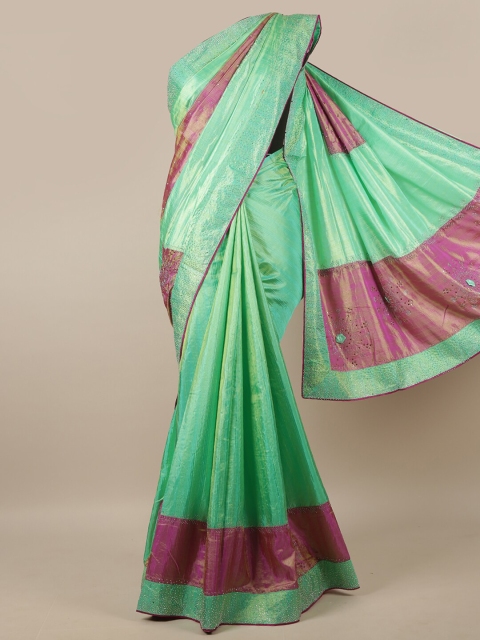

Pothys Green & Pink Embellished Beads and Stones Art Silk Saree