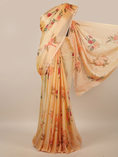 

Pothys Peach-Coloured & Red Floral Saree