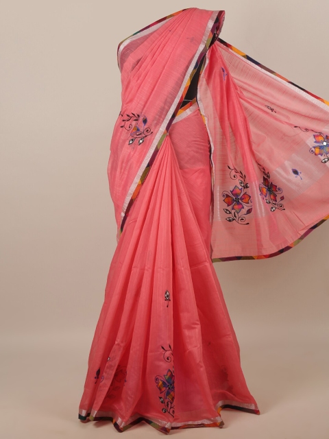 

Pothys Pink & Black Floral Zari Saree