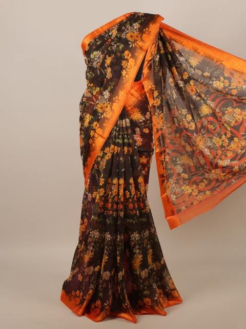 

Pothys Brown & Yellow Floral Saree
