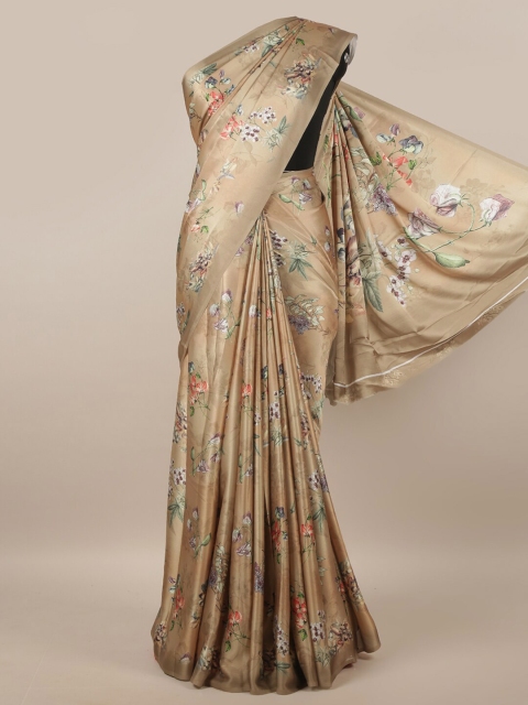 

Pothys Tan Floral Printed Satin Saree